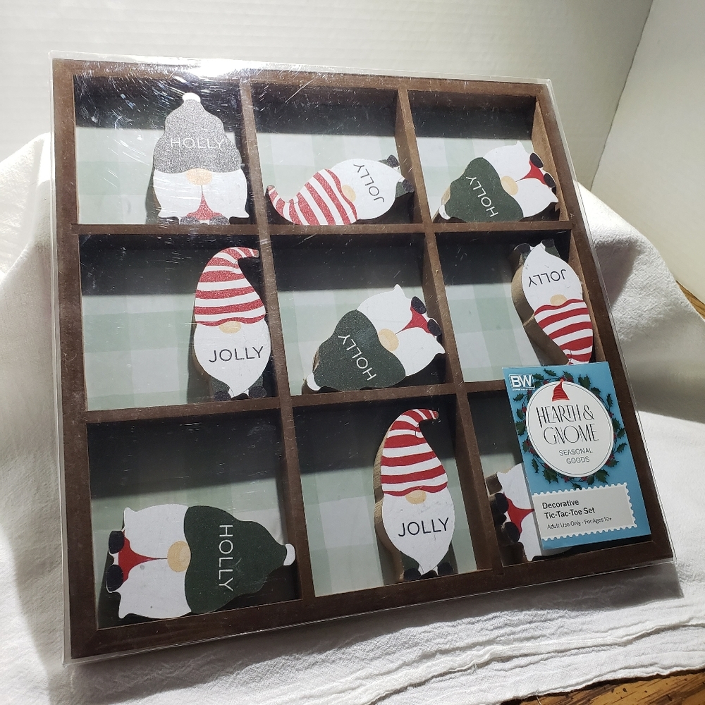 Adorable "Holly" and "Jolly" Gnomes Tic-Tac-Toe Set
